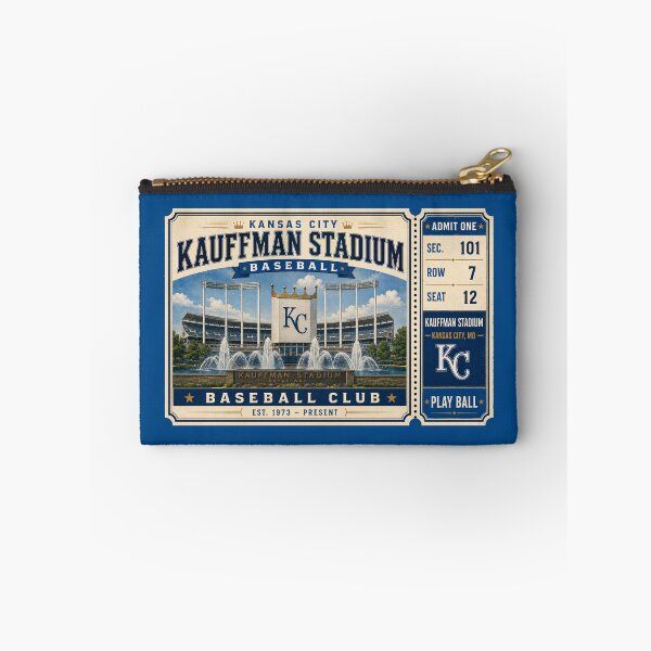 Item preview, Kansas City Kauffman Stadium Vintage Ticket Poster Retro Baseball Stadium Art with Iconic KC Fountains designed and sold by GhostDawgs.