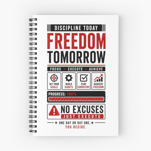 Item preview, Discipline Today, Freedom Tomorrow - No Excuses Motivation Design designed and sold by DomKo10.
