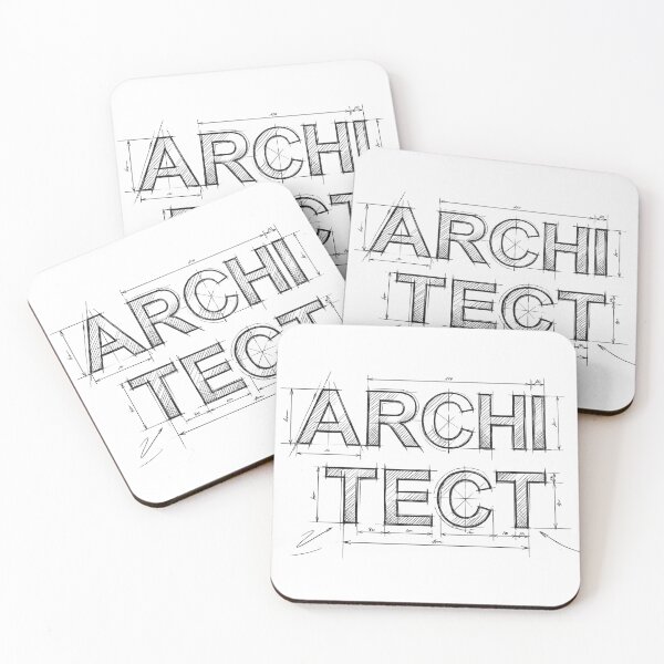 Item preview, Architect Technical Sketch Typography - Black Line Art designed and sold by MerchPOW.