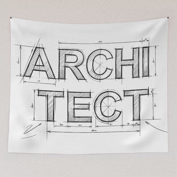 Item preview, Architect Technical Sketch Typography - Black Line Art designed and sold by MerchPOW.
