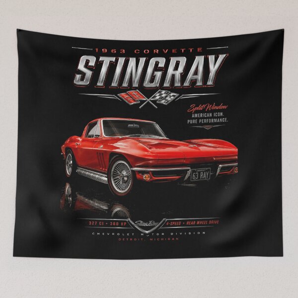 Artikelvorschau, 1963 Corvette C2 Stingray Split Window Klassischer Sportwagen Kunst entworfen und verkauft von TheArtOfCar.