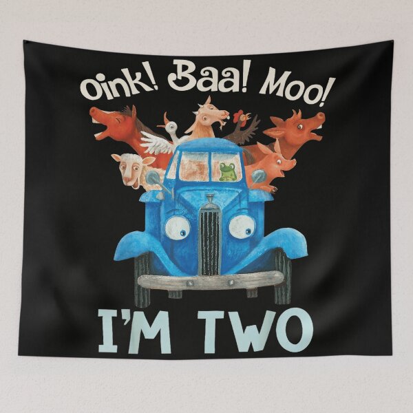 Item preview, Oink Baa Moo I'm Two Second Birthday Blue Truck Farm Animal designed and sold by DaphoLatara.