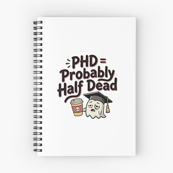 Item preview, PhD = Probably Half Dead Cute Ghost Graduate Student Sticker designed and sold by Olivra.