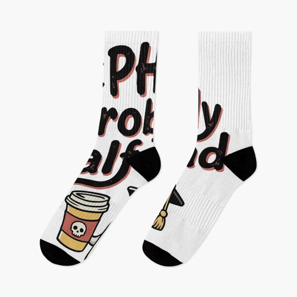 Item preview, PhD = Probably Half Dead Cute Ghost Graduate Student Sticker designed and sold by Olivra.