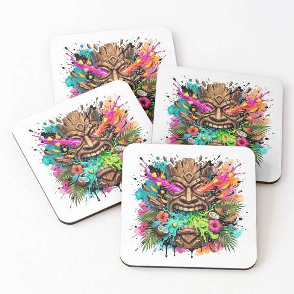 Item preview, Liquid Tiki: Exploding Tropical Mask - Summer Ink designed and sold by OnikaD art.