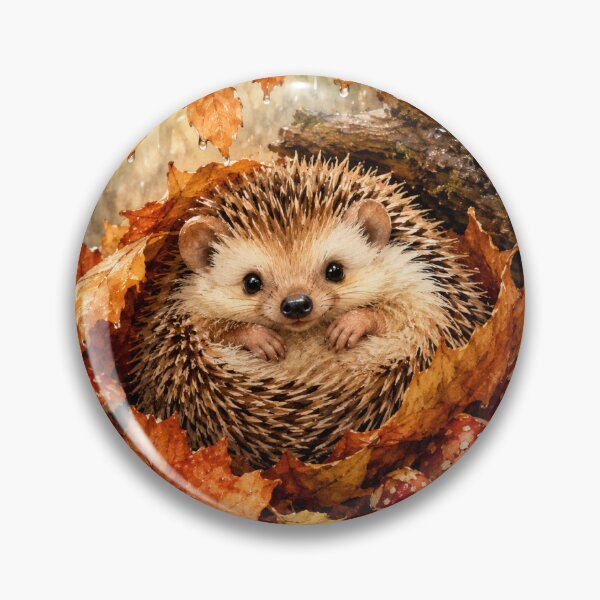 Item preview, Cozy Hedgehog Autumn Leaves Woodland Watercolor designed and sold by NoxAngelus82.