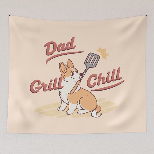 Item preview, Funny Father's Day Corgi Barbecue Design - Dad Grill Chill BBQ Dog Art designed and sold by Ahmed-khafagy.