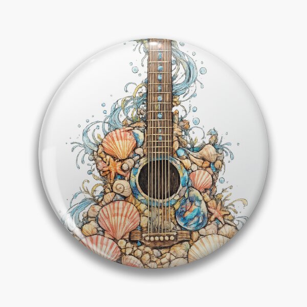 Item preview, Seashell Guitar Fantasy T-Shirt Design | Ocean Shell Art Illustration designed and sold by XxZainStylexX.