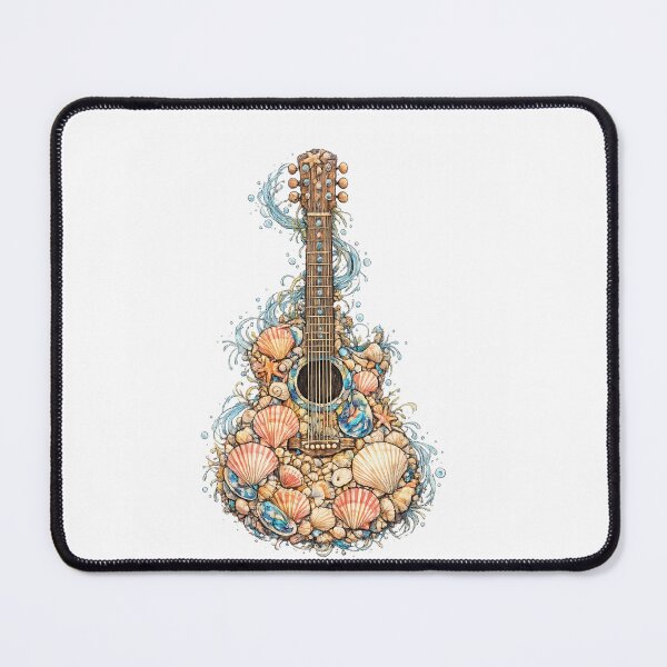 Item preview, Seashell Guitar Fantasy T-Shirt Design | Ocean Shell Art Illustration designed and sold by XxZainStylexX.