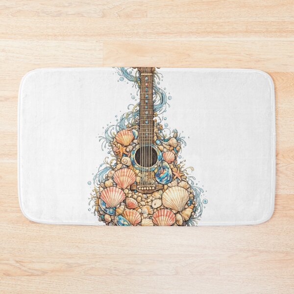Item preview, Seashell Guitar Fantasy T-Shirt Design | Ocean Shell Art Illustration designed and sold by XxZainStylexX.