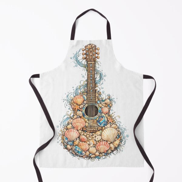 Item preview, Seashell Guitar Fantasy T-Shirt Design | Ocean Shell Art Illustration designed and sold by XxZainStylexX.