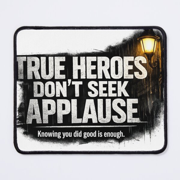 Item preview, True Heroes Don't Seek Applause | Motivational Vigilante Quote designed and sold by Art by Debasish.