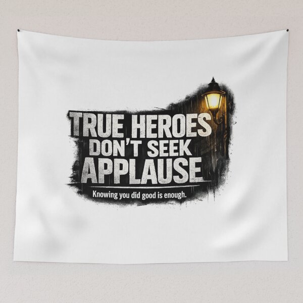 Item preview, True Heroes Don't Seek Applause | Motivational Vigilante Quote designed and sold by Art by Debasish.