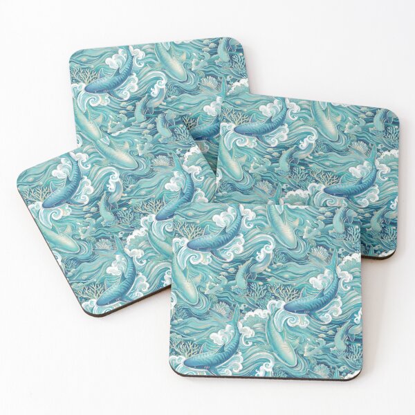 Item preview, Glamorous Turquoise Tiger Shark Pattern designed and sold by Jandedan.