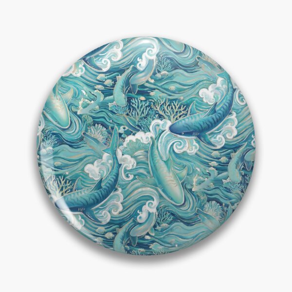 Item preview, Glamorous Turquoise Tiger Shark Pattern designed and sold by Jandedan.