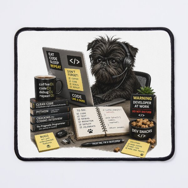 Item preview, Affenpinscher Coding Dog – Realistic Programmer Puppy designed and sold by YamiSociety.