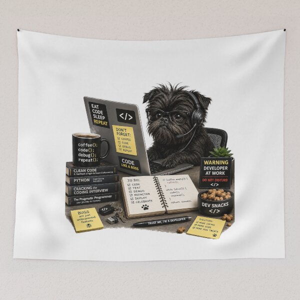 Item preview, Affenpinscher Coding Dog – Realistic Programmer Puppy designed and sold by YamiSociety.
