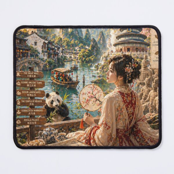 Item preview, Welcome to China Vintage Travel Poster | Great Wall, Panda & Chinese Culture Scenic Art designed and sold by Inkora-Art.