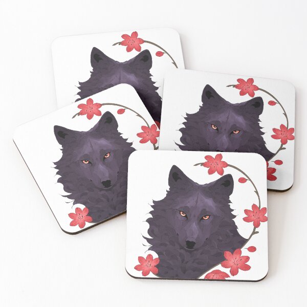 Item preview, Black wolf with red flowers  designed and sold by Giulialibard.