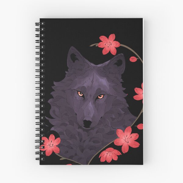 Item preview, Black wolf with red flowers  designed and sold by Giulialibard.