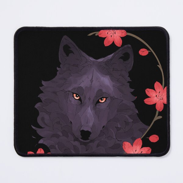 Item preview, Black wolf with red flowers  designed and sold by Giulialibard.
