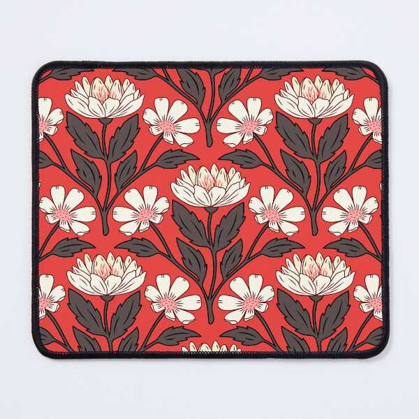 Item preview, Wildflower bouquet floral pattern in red and off-white designed and sold by Jennifer Ladd.