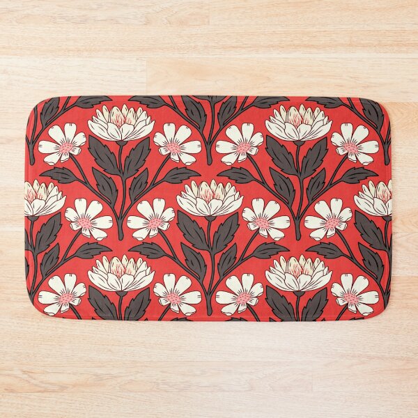 Item preview, Wildflower bouquet floral pattern in red and off-white designed and sold by Jennifer Ladd.
