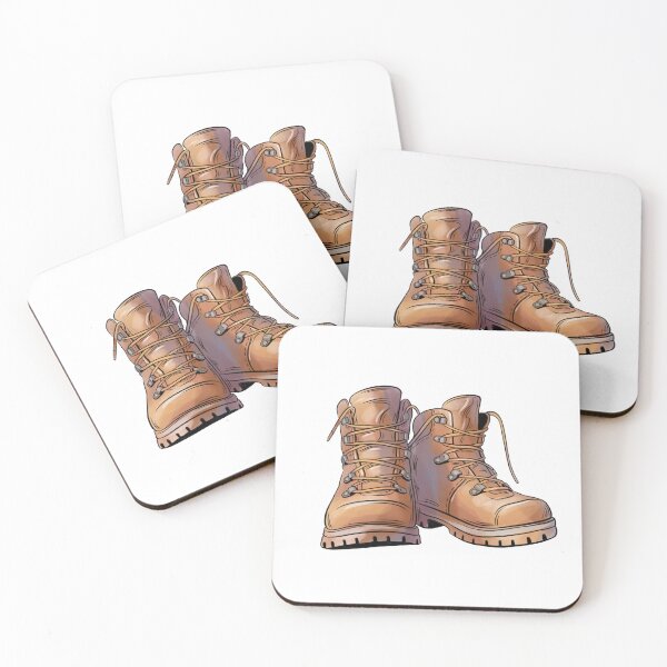Item preview, Good quality hiking boots with laces placed together on a plain background suitable for outdoor activities and adventures designed and sold by Ms. Iryna.