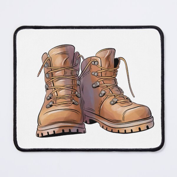 Item preview, Good quality hiking boots with laces placed together on a plain background suitable for outdoor activities and adventures designed and sold by Ms. Iryna.