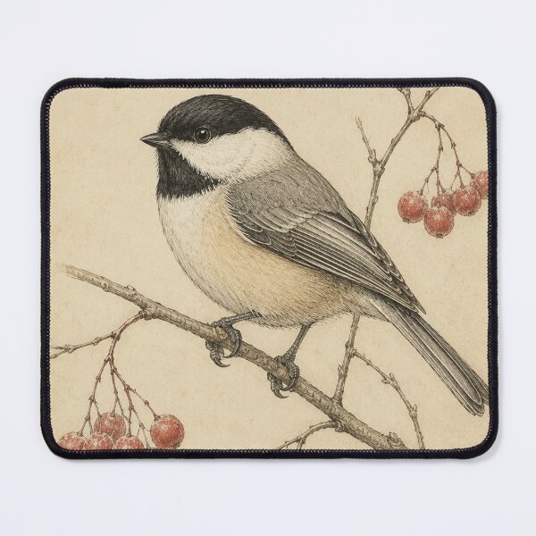 Item preview, Black-Capped Chickadee Vintage Bird Illustration Print designed and sold by PharaonicArtist.