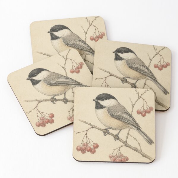 Item preview, Black-Capped Chickadee Vintage Bird Illustration Print designed and sold by PharaonicArtist.