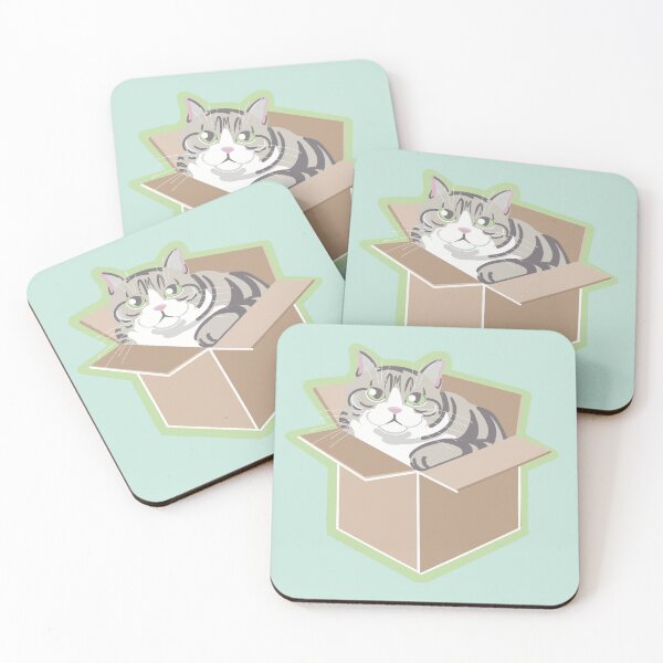 Item preview, GREY TABBED CAT IN BOX designed and sold by KASARO.