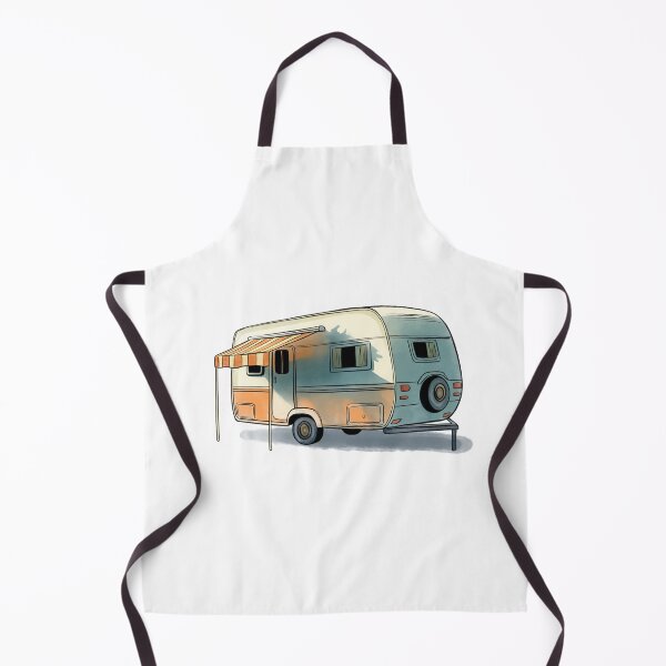 Item preview, Vintage caravan with awning parked under a tree in a sunny outdoor setting designed and sold by Ms. Iryna.