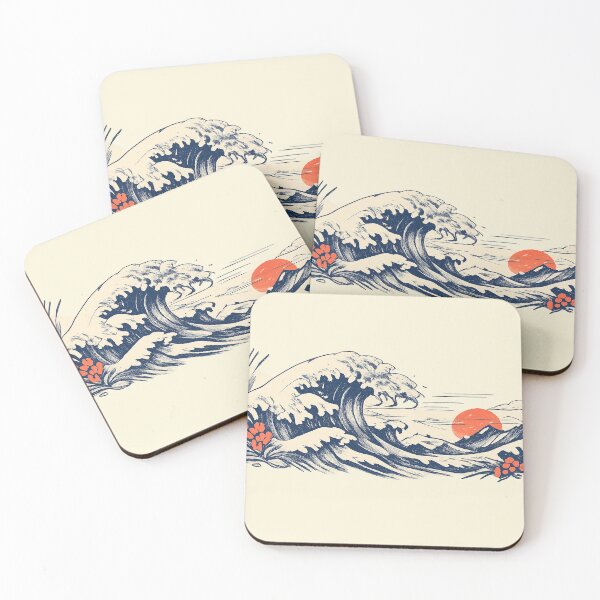 Item preview, Great Wave Japanese Ocean Sun Illustration designed and sold by GogaVibeRe.
