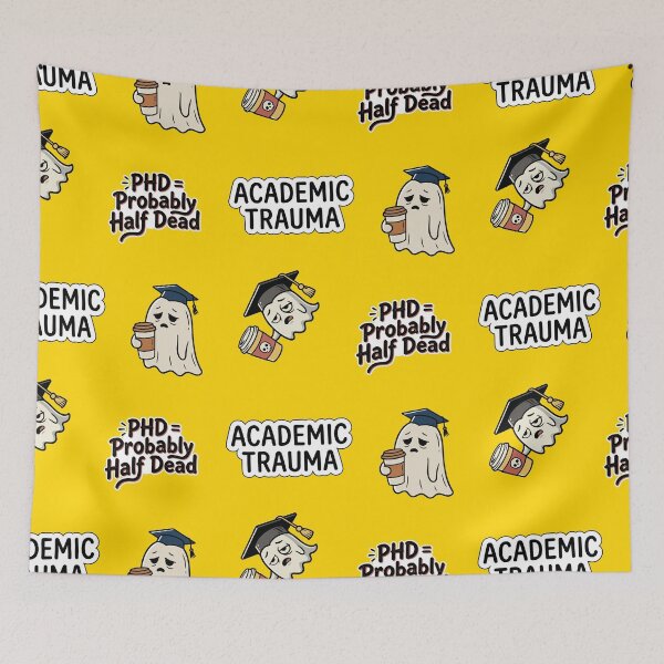 Item preview, Academic Trauma PhD Probably Half Dead Funny Graduate Student Sticker Set designed and sold by Olivra.
