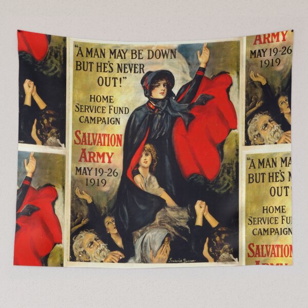 Item preview, Vintage 1919 Salvation Army Poster | Home Service Fund Campaign | Strong Woman in Red Cape | Hope & Resilience Historical Art designed and sold by artofuniverse.