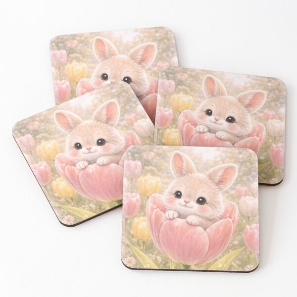 Item preview, dorable Baby Bunny Snuggled Inside a Giant Pink Tulip Watercolor Art designed and sold by lovelistivkaa.