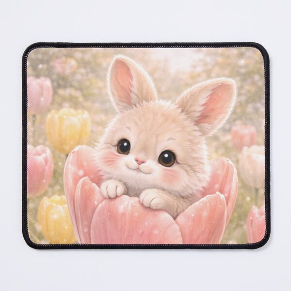 Item preview, dorable Baby Bunny Snuggled Inside a Giant Pink Tulip Watercolor Art designed and sold by lovelistivkaa.
