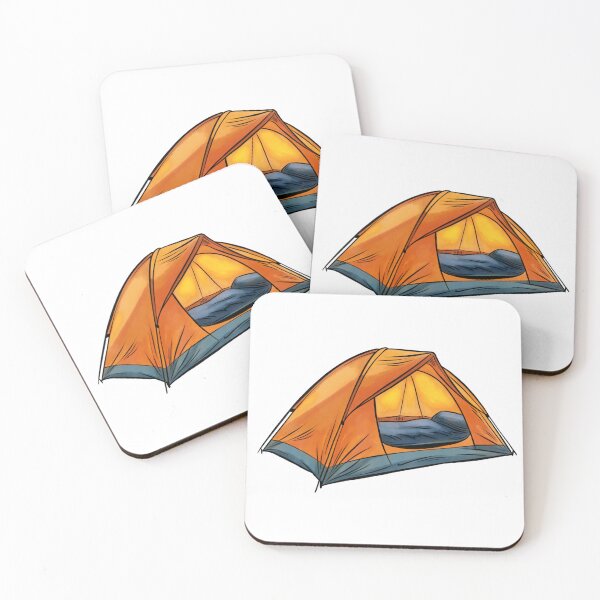 Item preview, Camping tent setup in a forest during daytime with sleeping bag inside for a relaxing outdoor adventure designed and sold by Ms. Iryna.