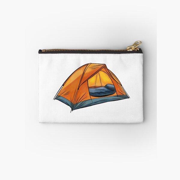 Item preview, Camping tent setup in a forest during daytime with sleeping bag inside for a relaxing outdoor adventure designed and sold by Ms. Iryna.