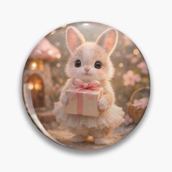 Item preview, Magical Bunny Ballerina Holding a Gift in Fairy Garden designed and sold by lovelistivkaa.