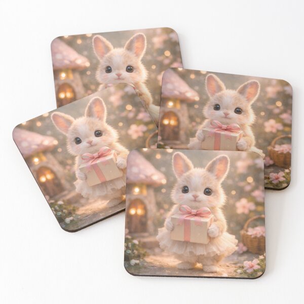 Item preview, Magical Bunny Ballerina Holding a Gift in Fairy Garden designed and sold by lovelistivkaa.