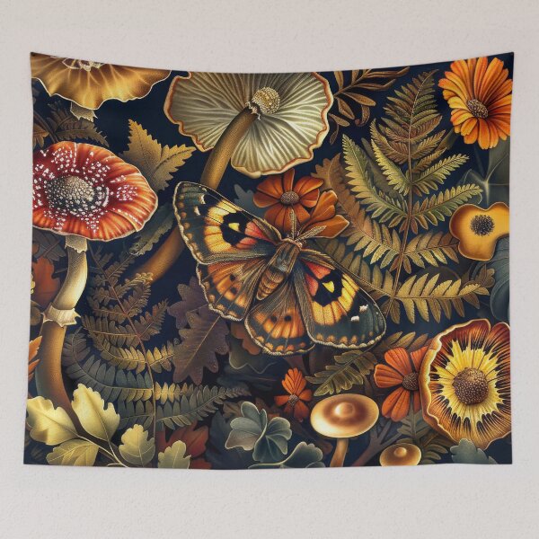 Item preview, Whimsical Moth in Enchanted Mushroom Forest | Cottagecore Nature Art designed and sold by MargaretWiktor.
