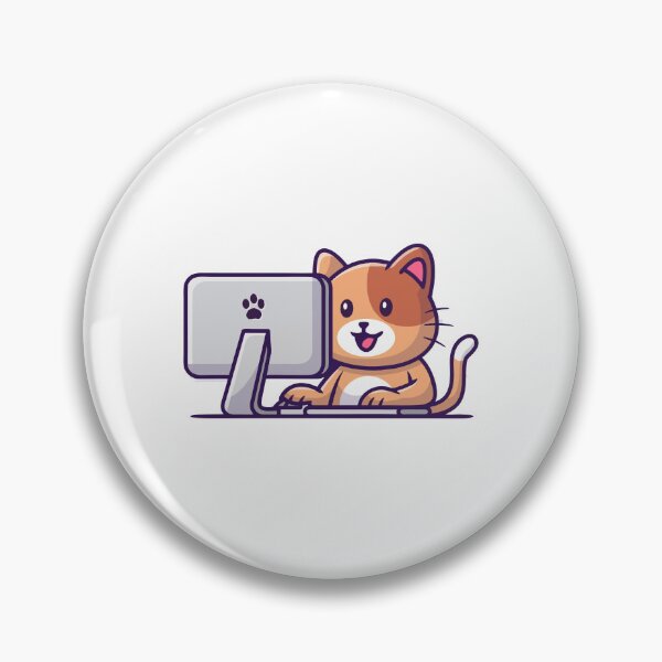 Artikelvorschau, Illustration einer niedlichen Katze, die am Computer/Laptop arbeitet entworfen und verkauft von sdbienv.