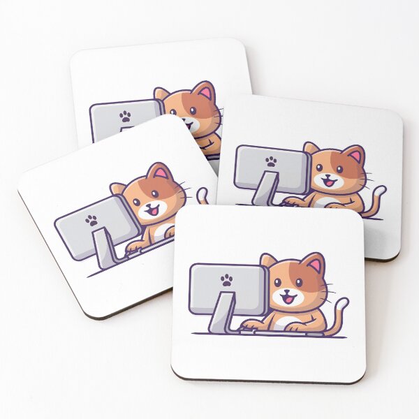 Item preview, Cute Cat Working On Computer Laptop Illustration designed and sold by sdbienv.