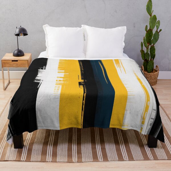 Item preview, Bold Brushstroke Abstract Art Yellow Black Gray designed and sold by cabana.space.