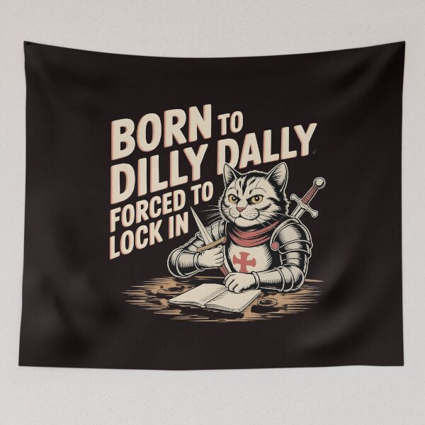 Item preview, Born to Dilly Dally Forced to Lock In – Funny Brainrot Meme Cat Graphic designed and sold by Redgiant87x.