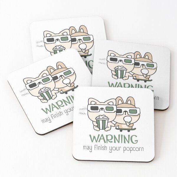 Item preview, Warning Cute Cat Bunny Movie Night — Funny Kawaii Animal Duo 3D Glasses Popcorn Design, Best Friend Gift, Movie Lover Art designed and sold by soaddigitalstudios.
