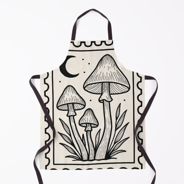 Item preview, Vintage Mushroom Postage Stamp - Mystical Moon & Fungi Linocut Art designed and sold by AliAltinelArt.