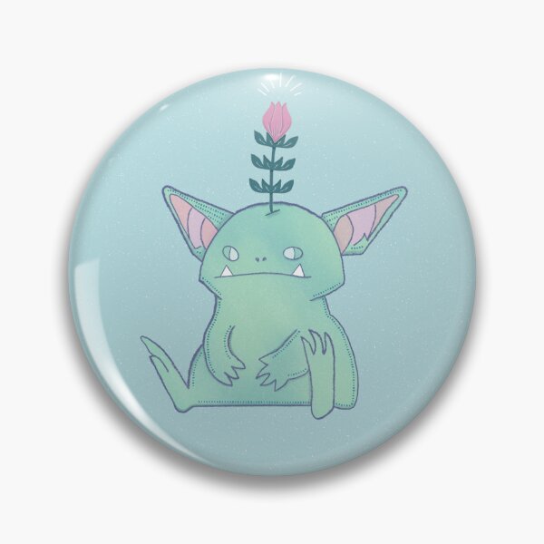 Item preview, Gerald the Goblin — Grumpy Cute Monster with Flower designed and sold by Whimsy Moth .